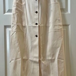 MM Lafleur Cream A-Line Skirt with Buttons